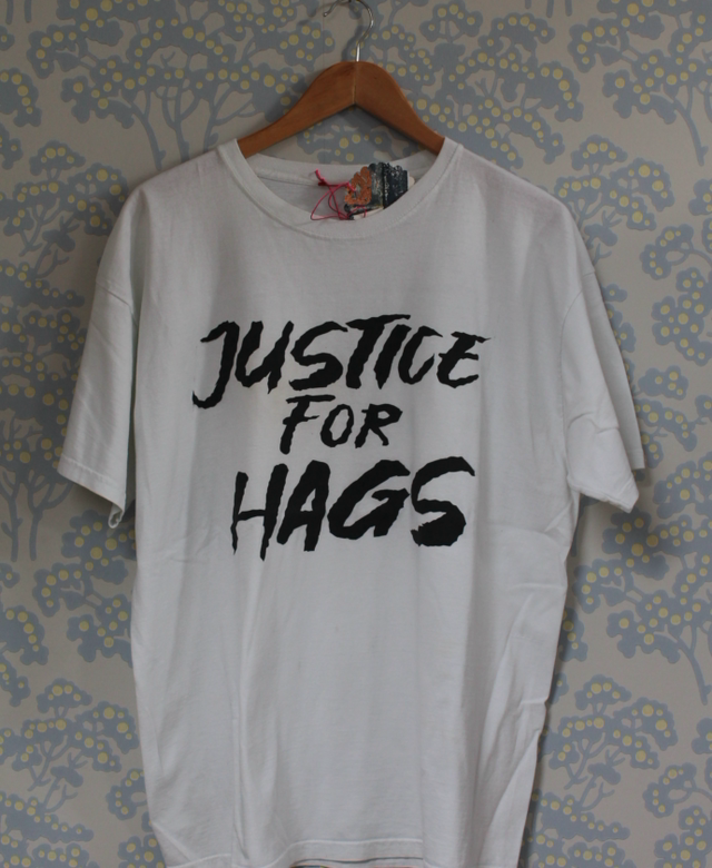JUSTICE FOR HAGS VINTAGE XL TEE (SMALL FLAWS, SEE PICS & DESCRIPTION)