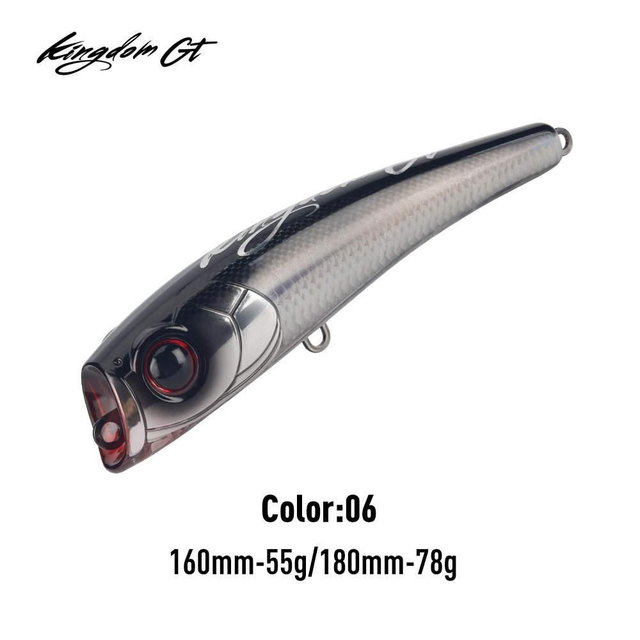 🎣 Leurre KINGDOM GT Popper 160F – SmokeBomb – 55g