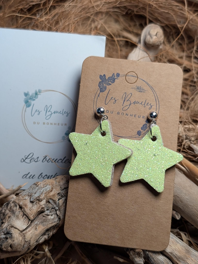 Boucles d'oreilles Années 80/90 Étoile jaune paillettes x002