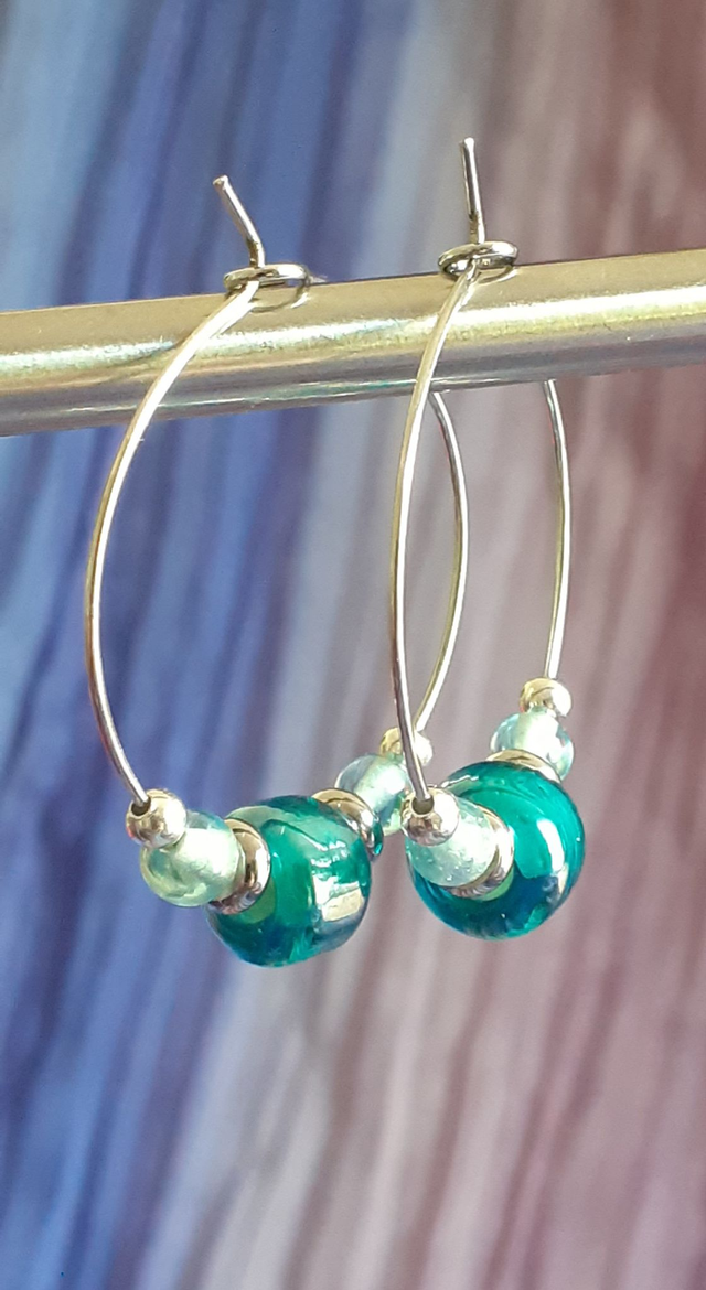 Da'Ira Boucles d'oreilles créoles bleu turquoise