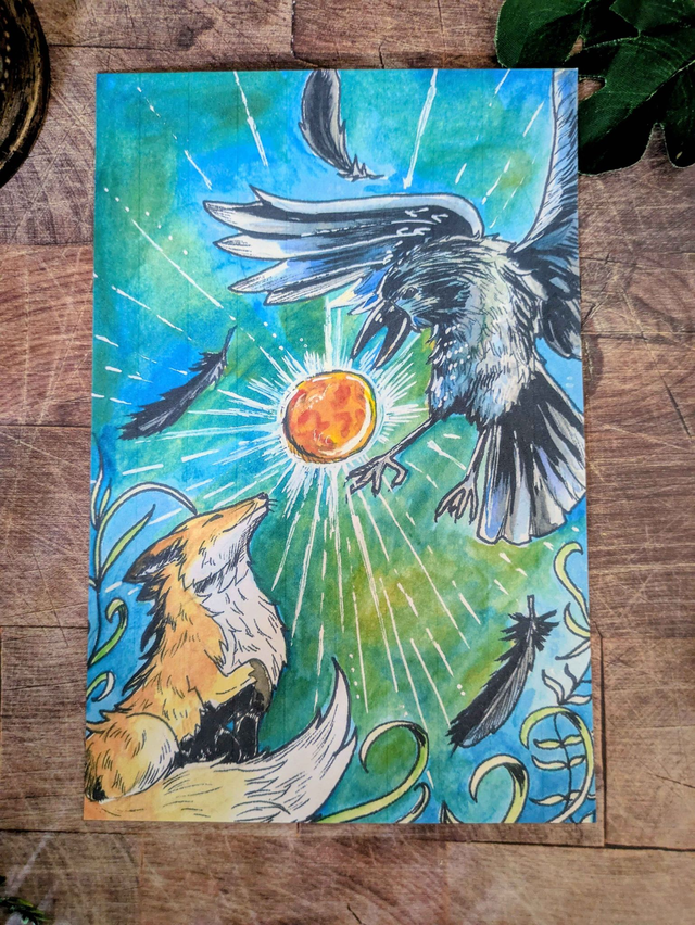 Illustration "Le corbeau et le Renard" - 21 x 14,8 cm (A5)