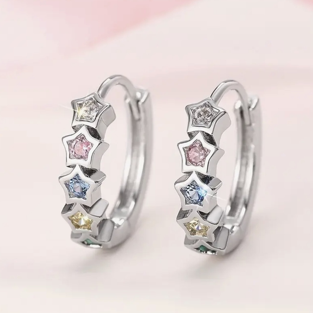 Pastel star hoops