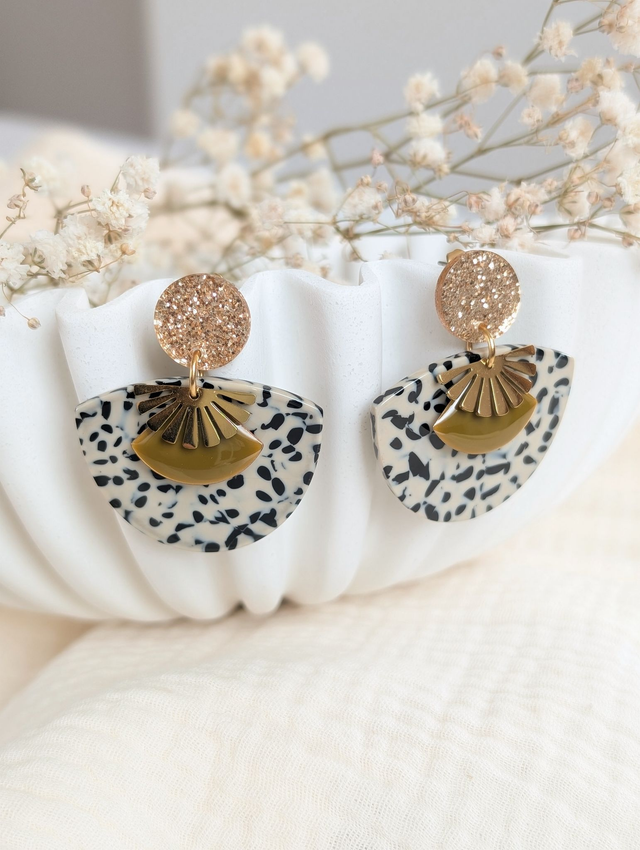 Boucles d'oreilles SUZON vert olive