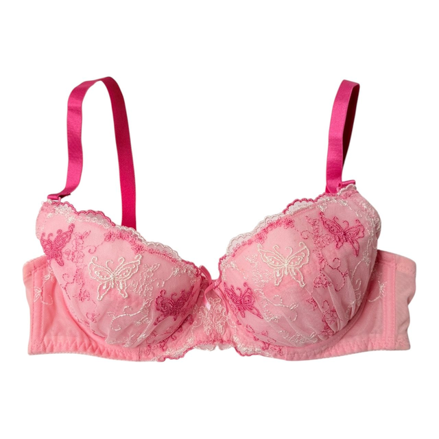 Pink butterfly Embroidered Japanese Bra UK 34C     