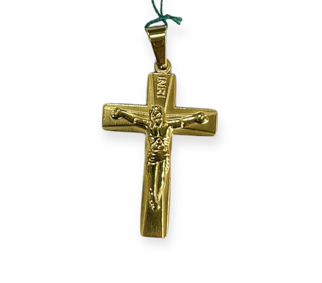 Croce Cristo in acciaio oro giallo.Art.CR11