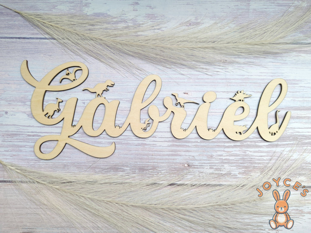 Prénom en bois dinosaure