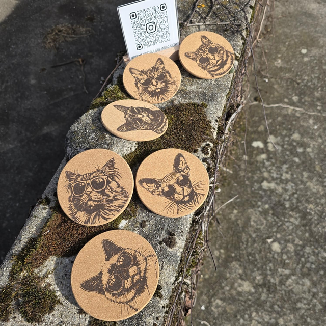 Sous-verres en liège "Sunny Cat" (lot de 6)