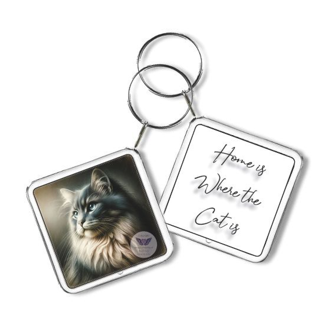 Artistic cat print Square Keyring (C31)