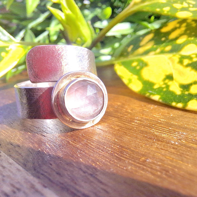 RING Wrap texture silver with rock crystal 