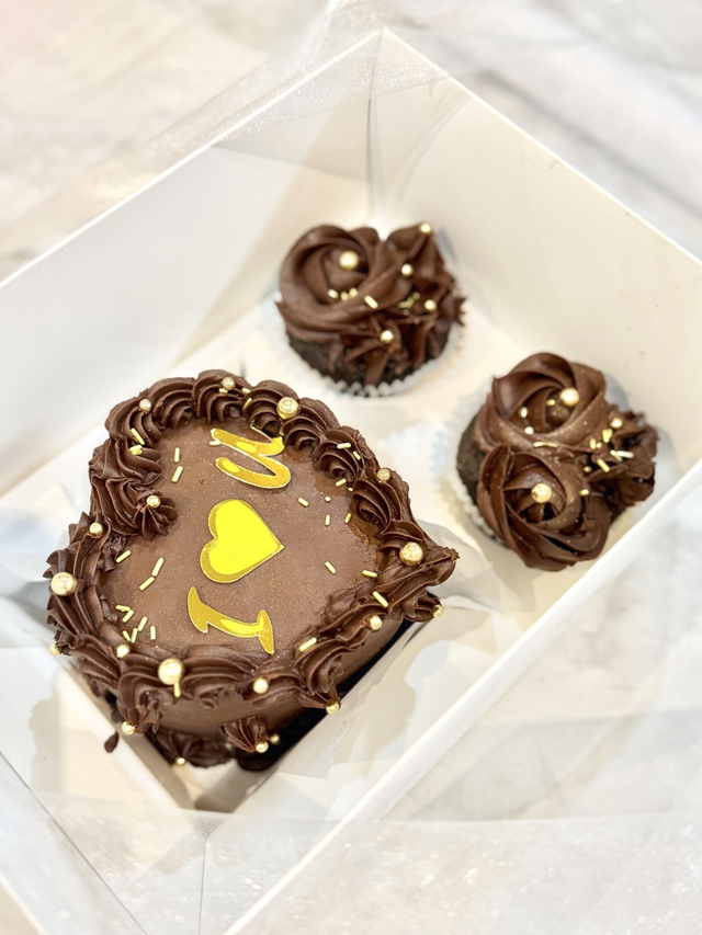 Valentines Heart Bento Cake & Cupcakes