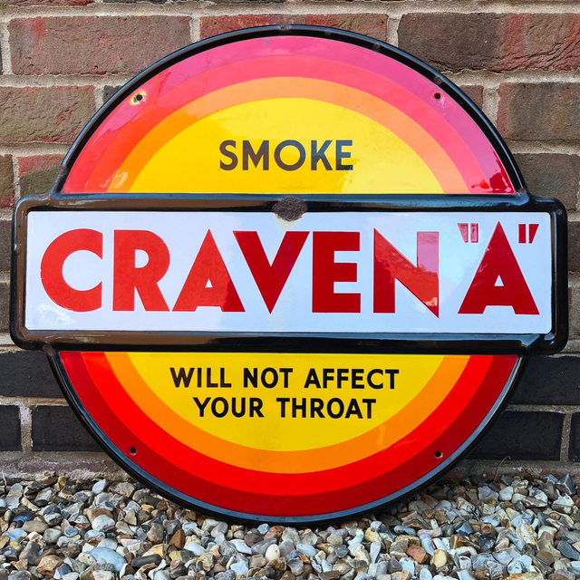 1940’s/ 50’s “Smoke Craven “A” Cigarettes” enamel advertising sign