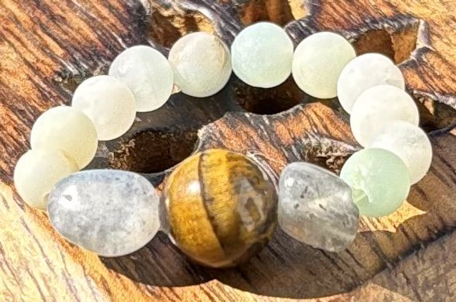 Bague - S/M - Amazonite, Labradorite et Œil de Tigre