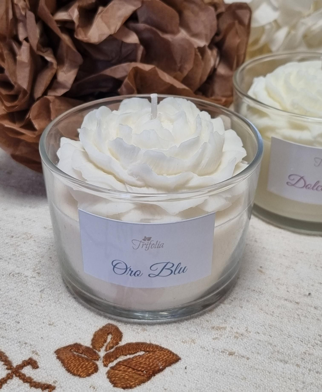 Candela profumata "Peonia" in vaso vetro
