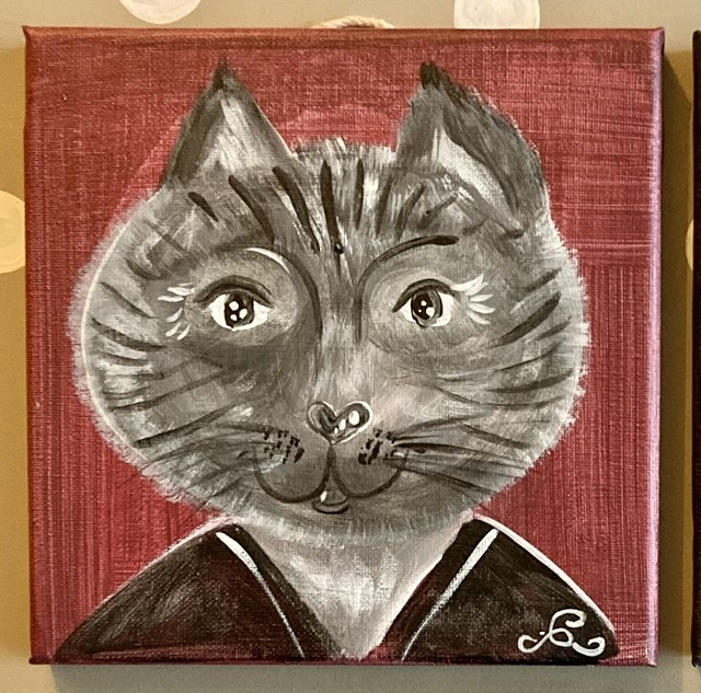 Toile chat gris tigré