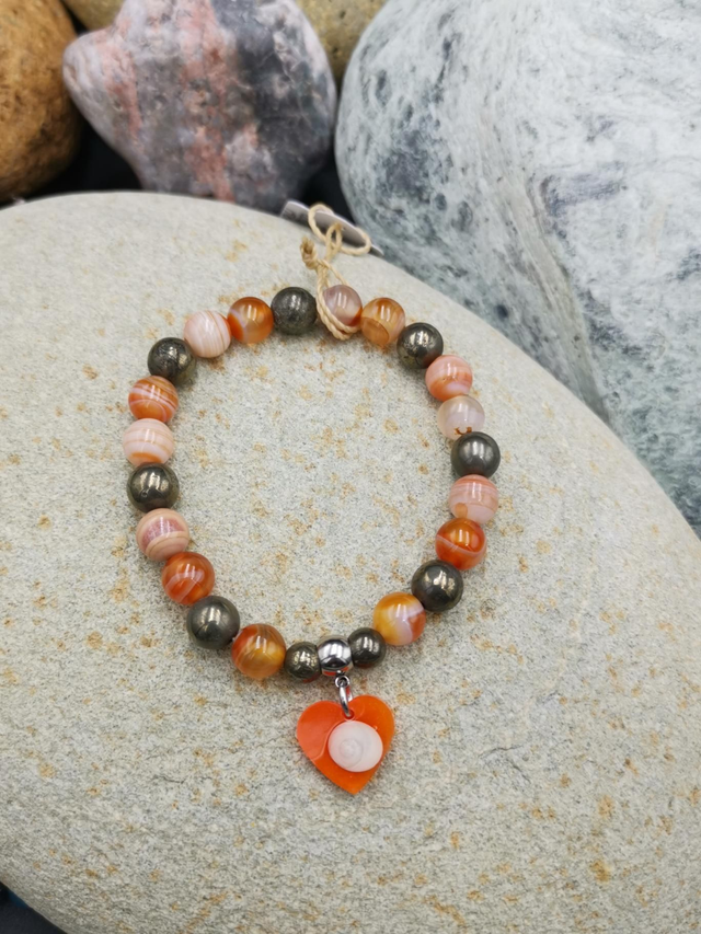 BPO.004 Bracelet agate pyrite 