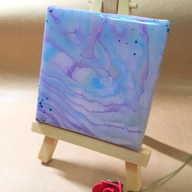 REVE PASTEL - Mini-tableau - Peinture acrylique &amp; résine UV