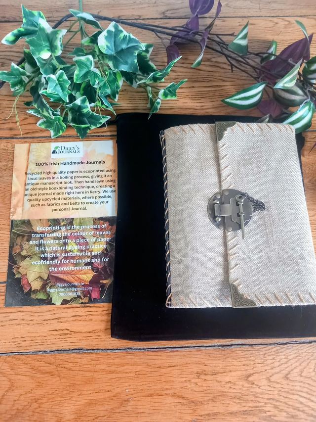 Large Ecoprinted Handmade Fabric Journal  