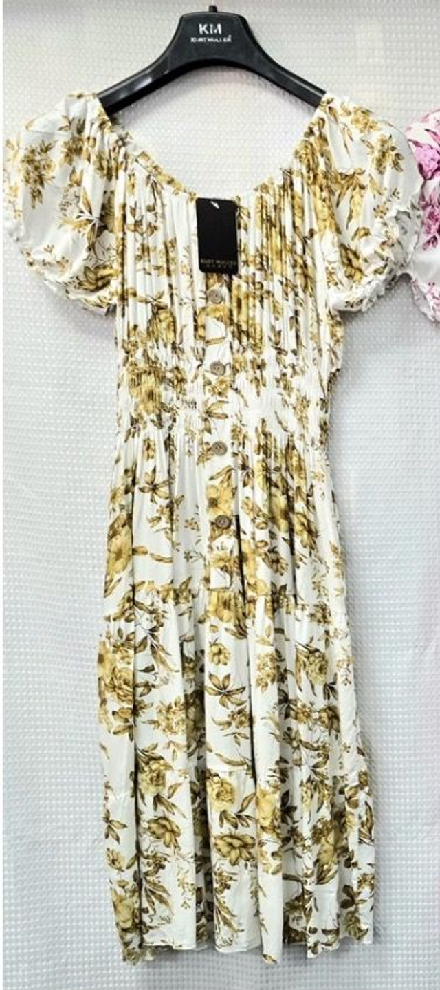 Brown Blossom Bardot Midi Dress - KM