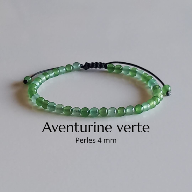 Bracelet ajustable en Aventurine verte