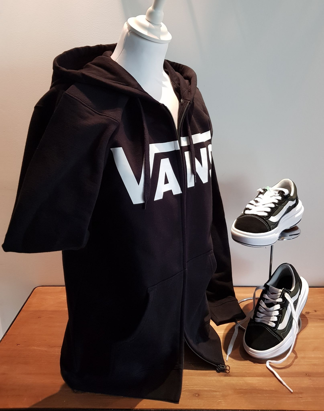 Sweat zippé à capuche Vans &quot;Off the Wall&quot; manches longues Coloris noir 