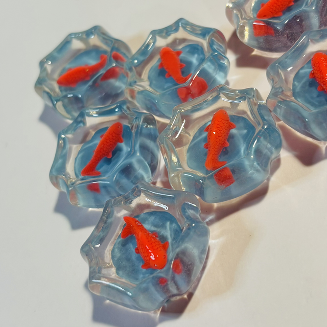 Goldfish/Koi in pond acrylic charms x 2