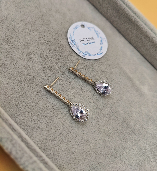 Boucles d&#039;oreilles pendantes zircon bleu marine ou clair, boucles d&#039;oreille bleu marine ou clair