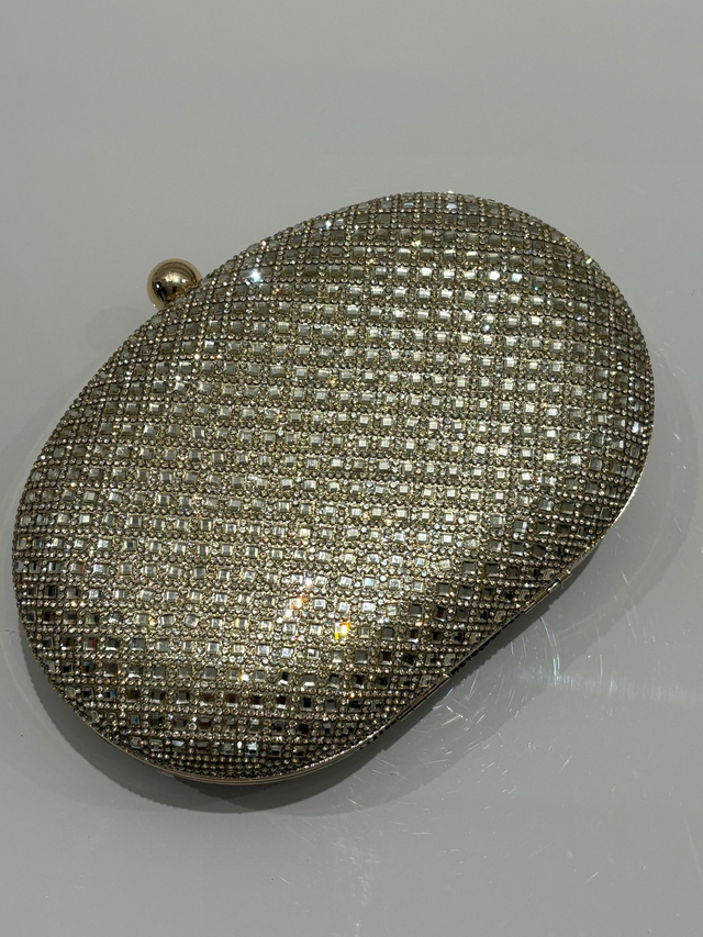  CLUTCH OVAL CRISTAIS COM 2 ALÇAS GOLD (FSS-70)