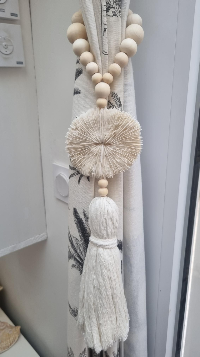 Embrasse corail pompon beige