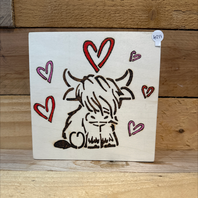 Highland Cow with Hearts 