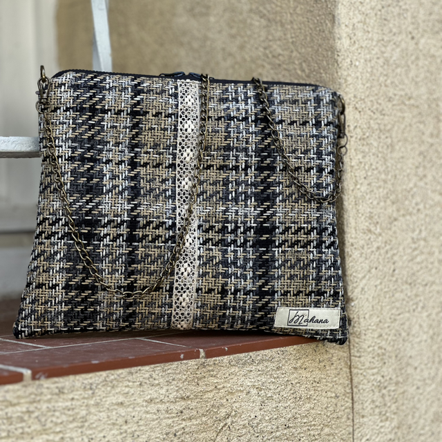 Sac carré noir et gris