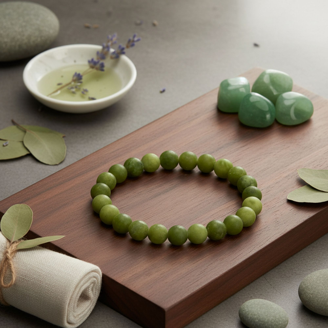 Braccialetto in Giada Verde Elastico Mala Xinyi 