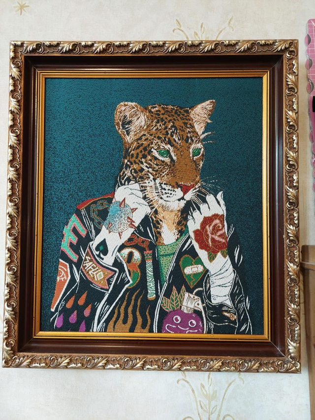 Tableau jacquard tigre tatoué 