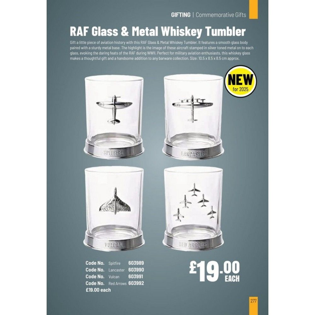RAF Glass &amp; Metal Whiskey Tumbler - Spitfire