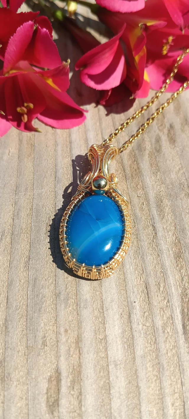 Pendentif glamour Agate Bleu 