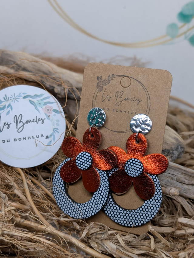 Boucles d'oreilles baby Marguerite cuivré noir bl1131