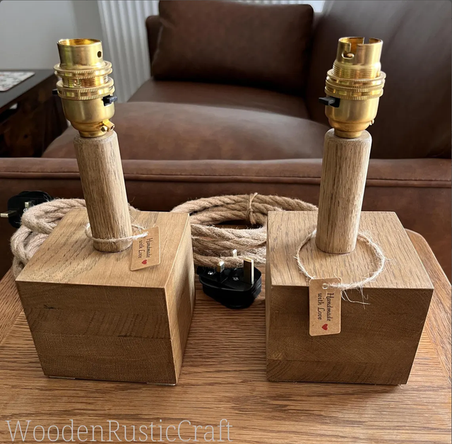 Pair of Handmade Rustic Lamp Bases
