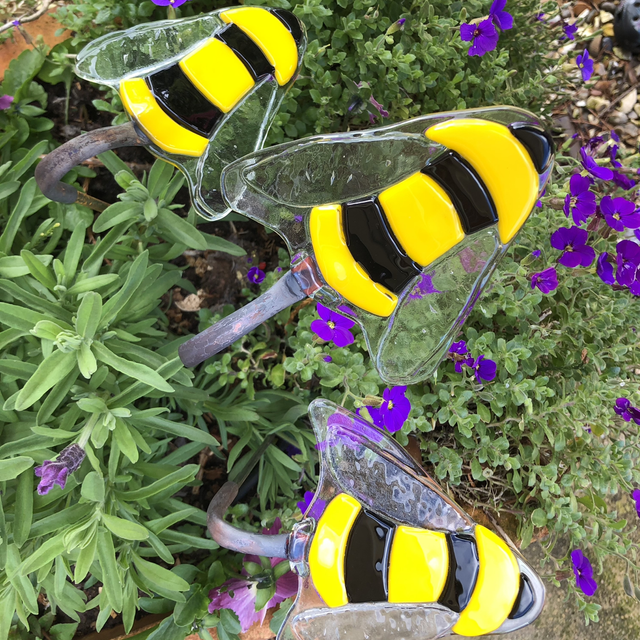 Fused glass bees 