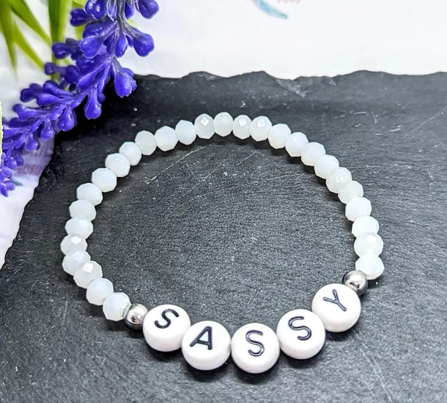 White Ceramic Beaded Stretch &quot;Sassy&quot; Bracelet