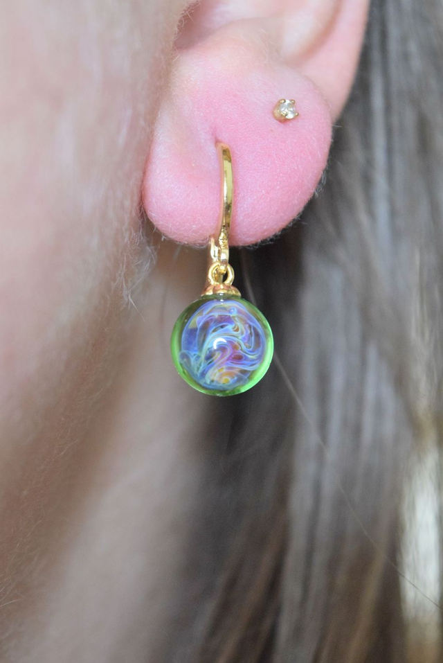 CRÉOLES NÉBULEUSE VERT MONTURE OR