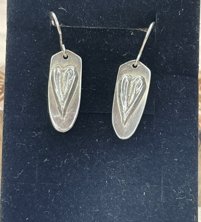 Heart Silver Drop Earrings
