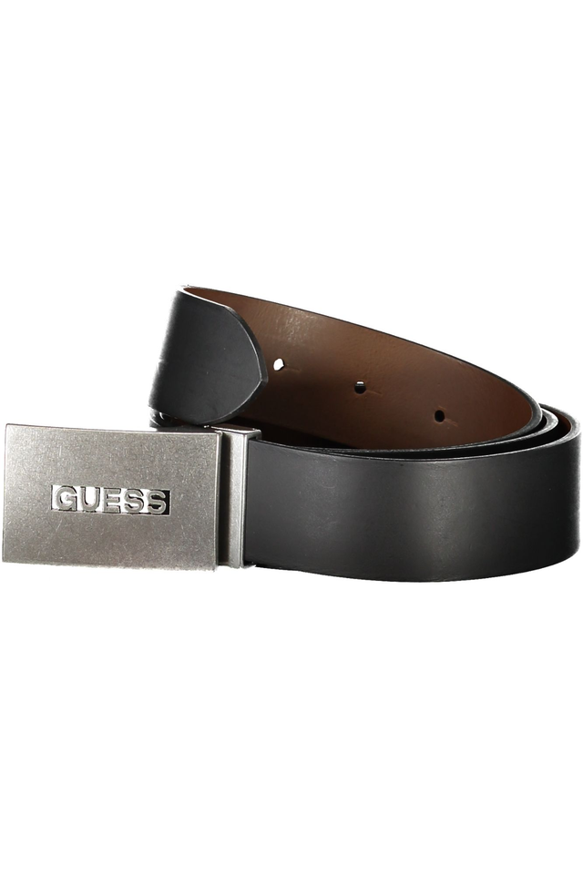 GUESS JEANS CINTURA IN PELLE UOMO NERO