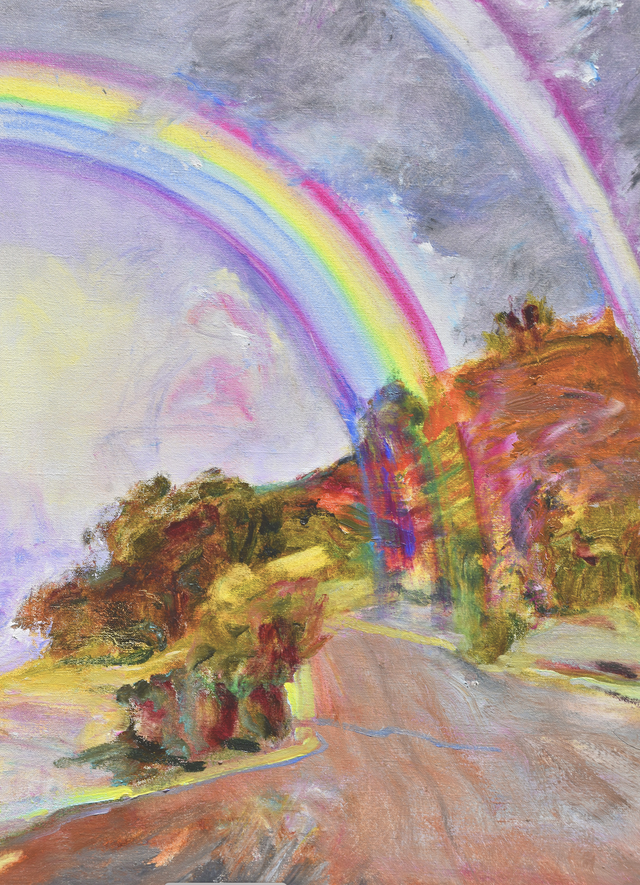 SE02 Rainbow At Croft Ambray by Susan Edwards, 40x50cm, Oil on Linen
