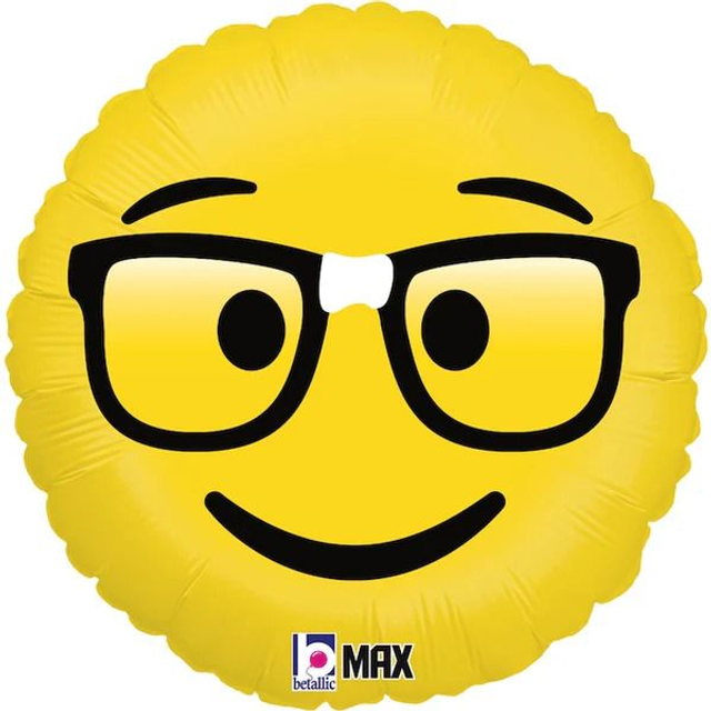 18" ROUND EMOJI NERD YELLOW FOIL