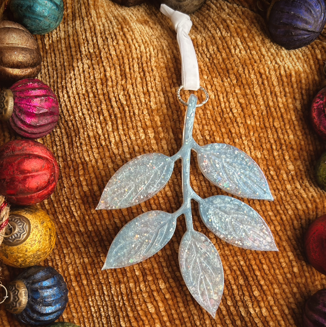 Leaf Decoration - Blue White and Pink