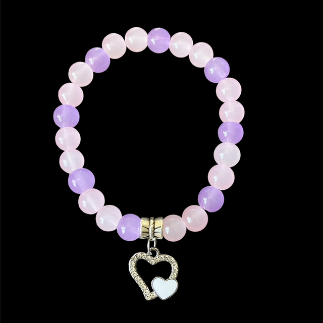 Pink/Purple Blingy Heart Bracelet 