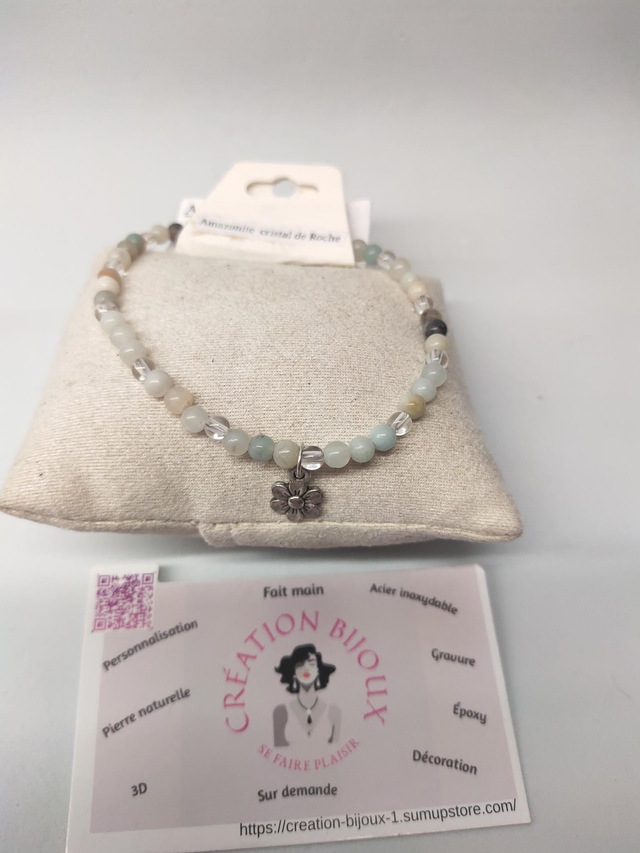 Bracelet amazonite, cristal de roche 