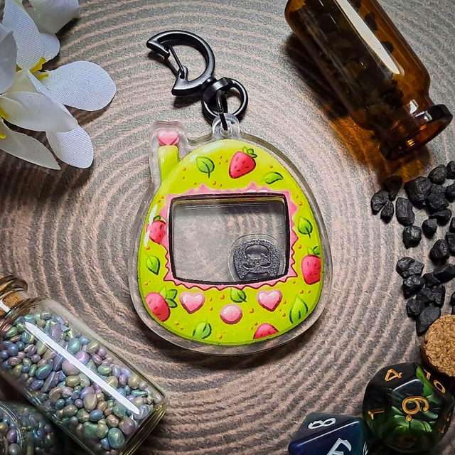 Tama Strawberry Acrylic Shaker Keychain
