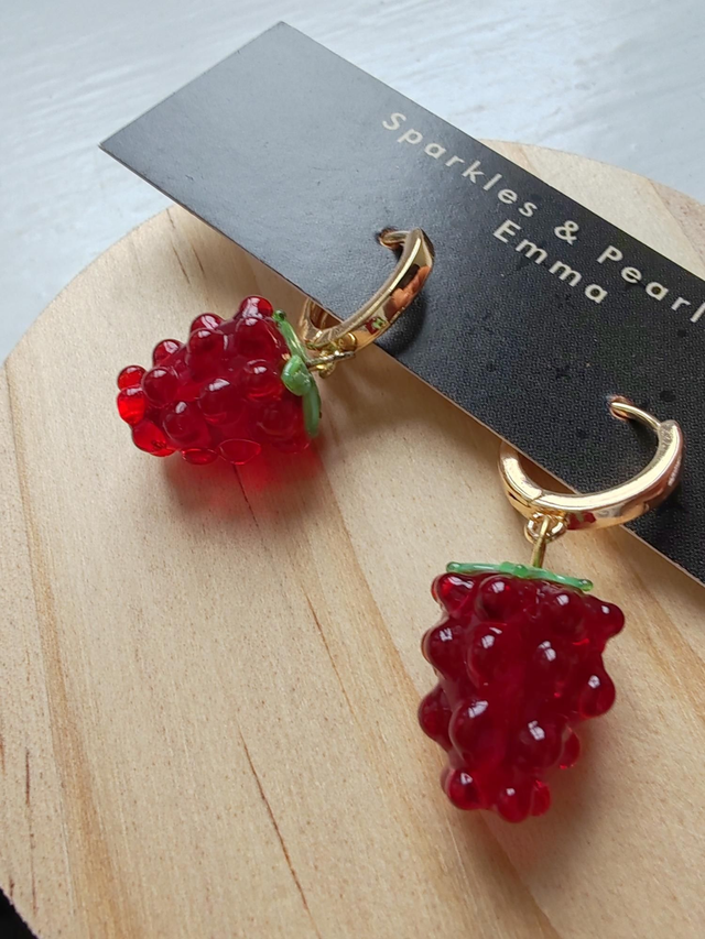 Raspberry huggie hoops