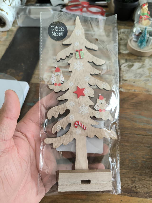 DÉCORATION ARBRE DE NOËL BOIS HIBOUX