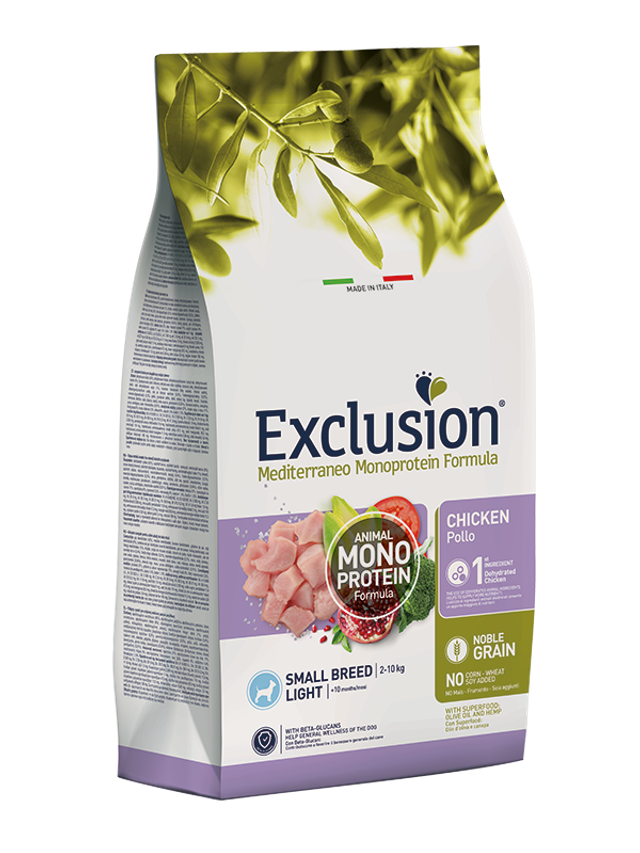 EXCLUSION DOG SMALL ADULT LIGHT POLLO